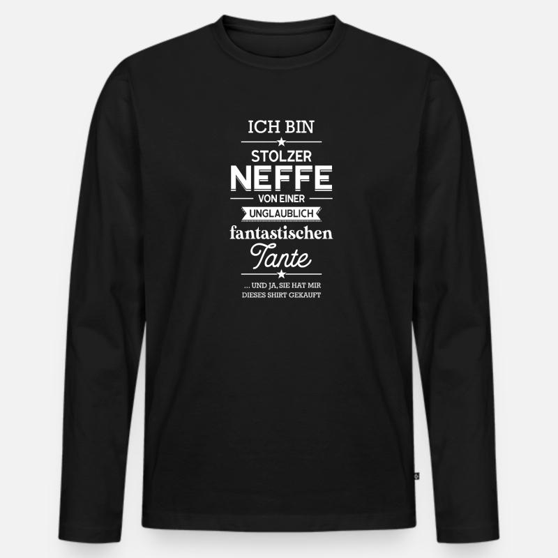 Neffe Tante Neffen Geschenk - Männer Premium Bio Langarmshirt - Schwarz