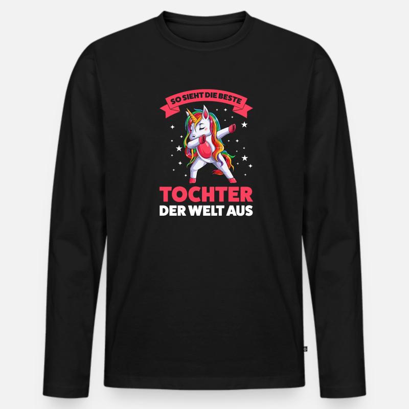 Tochter Einhorn Töchter Geschenk - Männer Premium Bio Langarmshirt - Schwarz