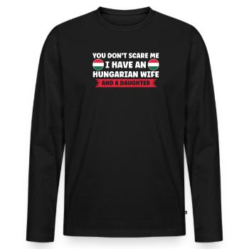Hungary Hungarian flag Hungarian roots - Men's Premium Organic Long Sleeve Shirt - black - Front - Nico (187cm)