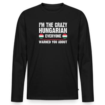 Hungary Hungarian Hungarian Flag Gift - Men's Premium Organic Long Sleeve Shirt - black - Front - Nico (187cm)