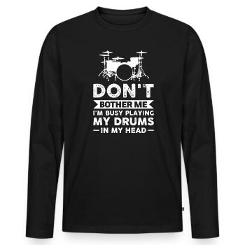 Drumming Drums Playing drums - Men's Premium Organic Long Sleeve Shirt - black - Front - Nico (187cm)