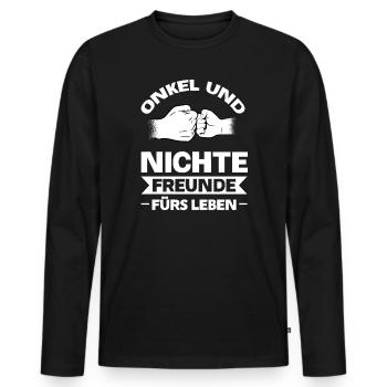 Onkel Nichte Nichten Geschenk - Männer Premium Bio Langarmshirt - Schwarz - Vorne - Nico (187cm)