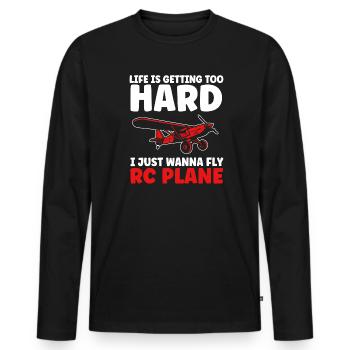 RC Airplane Airplane Airplane Gift - Men's Premium Organic Long Sleeve Shirt - black - Front - Nico (187cm)