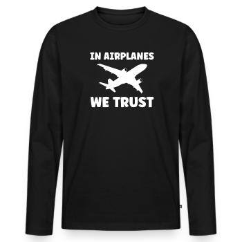 Airplane Airplane Gift - Men's Premium Organic Long Sleeve Shirt - black - Front - Nico (187cm)