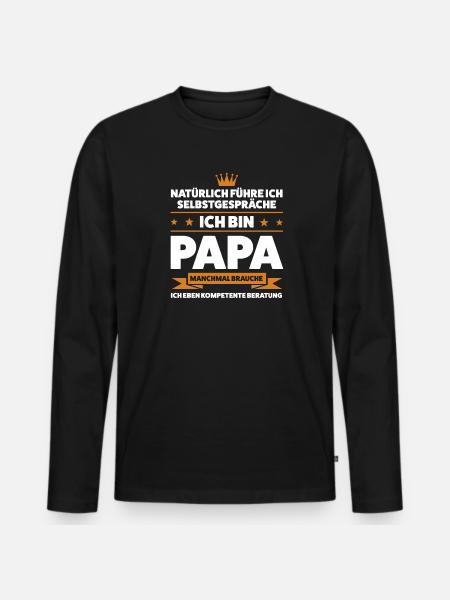 Papa Kinder Eltern Geschenk - Männer Premium Bio Langarmshirt - Schwarz