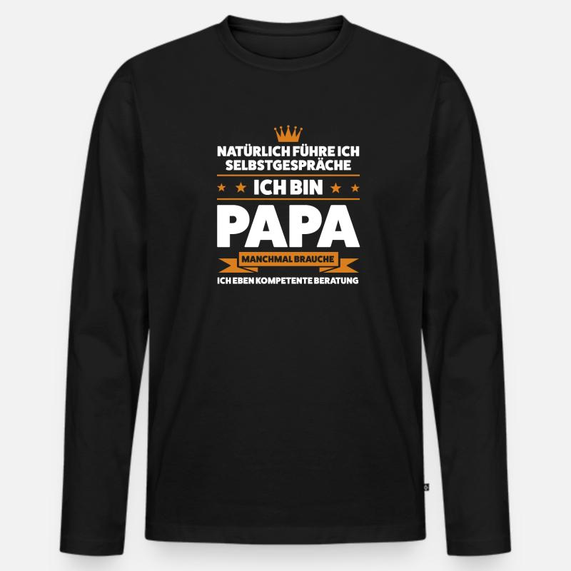 Papa Kinder Eltern Geschenk - Männer Premium Bio Langarmshirt - Schwarz