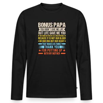 Bonus Papa Bonus Papa Family Geschenk - Men's Premium Organic Long Sleeve Shirt - black - Front - Nico (187cm)