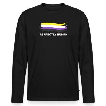 Non-binary Csd non-binary flag gift - Men's Premium Organic Long Sleeve Shirt - black - Front - Nico (187cm)