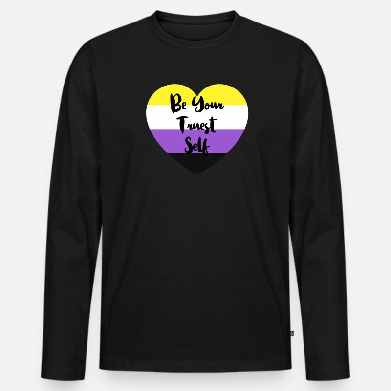 Non-binary non-binary flag LGBTQ gift - Men's Premium Organic Long Sleeve Shirt - black