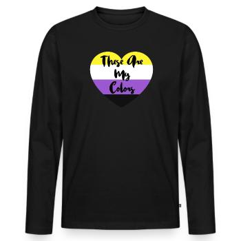 Non-binary non-binary flag LGBTQ gift - Men's Premium Organic Long Sleeve Shirt - black - Front - Nico (187cm)