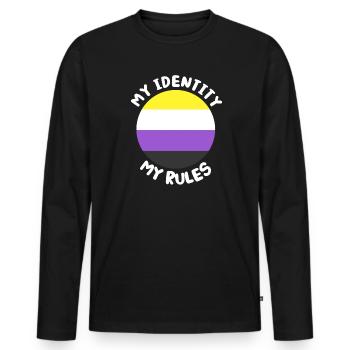 Non-binary non-binary flag LGBTQ gift - Men's Premium Organic Long Sleeve Shirt - black - Front - Nico (187cm)