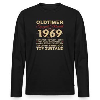 Oldtimer 1969 54. Geburtstag Geschenk Herren - Männer Premium Bio Langarmshirt - Schwarz - Vorne - Nico (187cm)