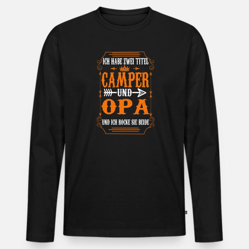 Camping Opa Campen Geschenk - Männer Premium Bio Langarmshirt - Schwarz