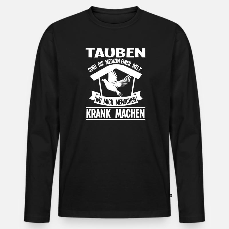 Tauben Vogel Taube Geschenk - Männer Premium Bio Langarmshirt - Schwarz