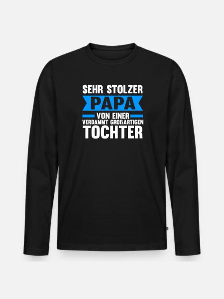 Papa Tochter Töchter Geschenk - Männer Premium Bio Langarmshirt - Schwarz