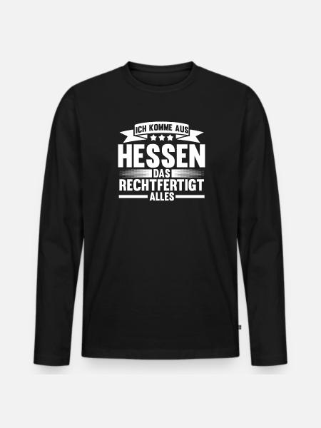 Hessen Heimat Hesse Geschenk - Männer Premium Bio Langarmshirt - Schwarz