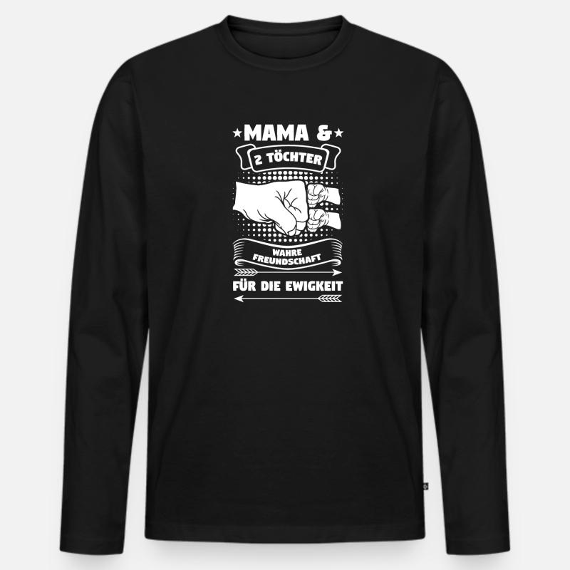 Mama 2 Töchter Töchter Geschenk - Männer Premium Bio Langarmshirt - Schwarz