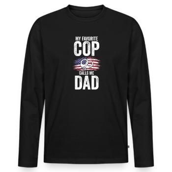 Cop Dad Cop Dad Familie Geschenk - Männer Premium Bio Langarmshirt - Schwarz - Vorne - Nico (187cm)