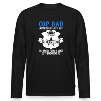 Cop Dad Son Cop Dad Family Geschenk - Männer Premium Bio Langarmshirt - Schwarz - Vorne - Nico (187cm)