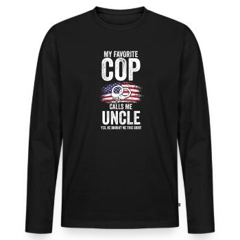 Cop Uncle Nephew Cop Uncle Family Geschenk - Männer Premium Bio Langarmshirt - Schwarz - Vorne - Nico (187cm)