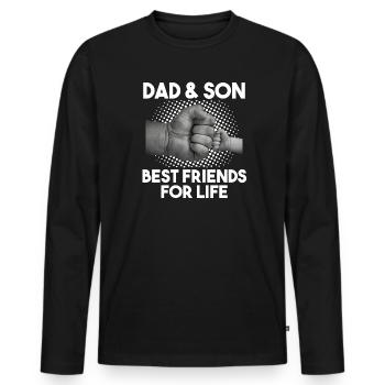 Dad & Son Papa Son Gift - Men's Premium Organic Long Sleeve Shirt - black - Front - Nico (187cm)