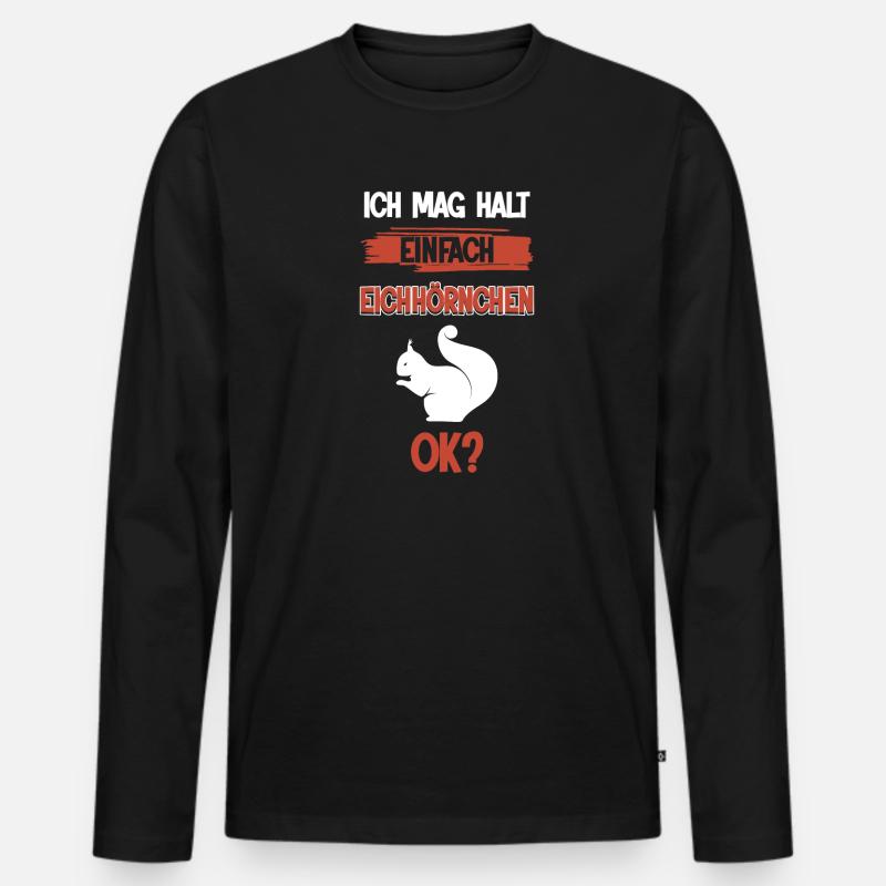 Eichhörnchen Tier Nagetier Geschenk - Männer Premium Bio Langarmshirt - Schwarz