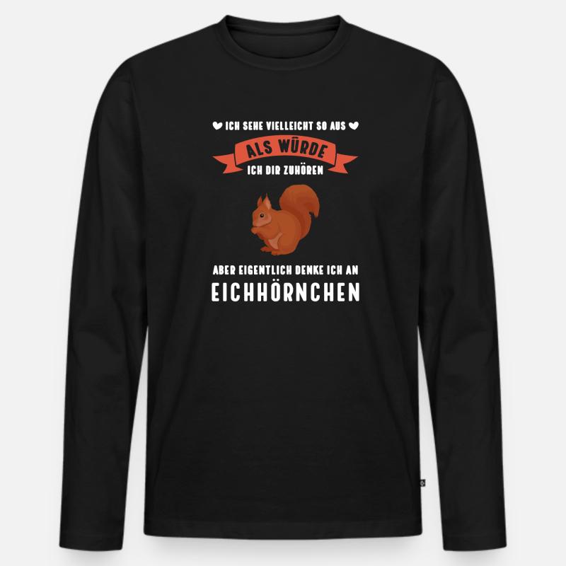 Eichhörnchen Tier Haselnüsse Geschenk - Männer Premium Bio Langarmshirt - Schwarz