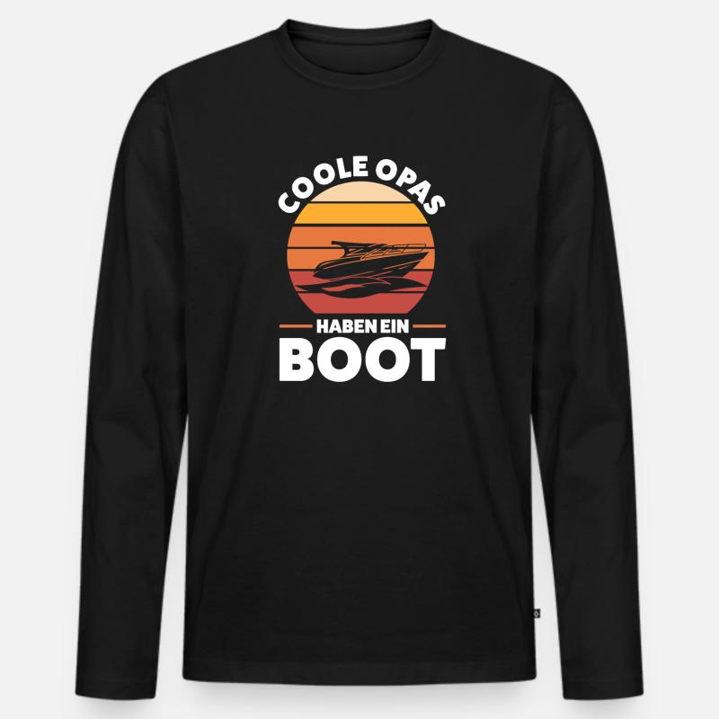 Boot Opa Segelboot Geschenk - Männer Premium Bio Langarmshirt - Schwarz