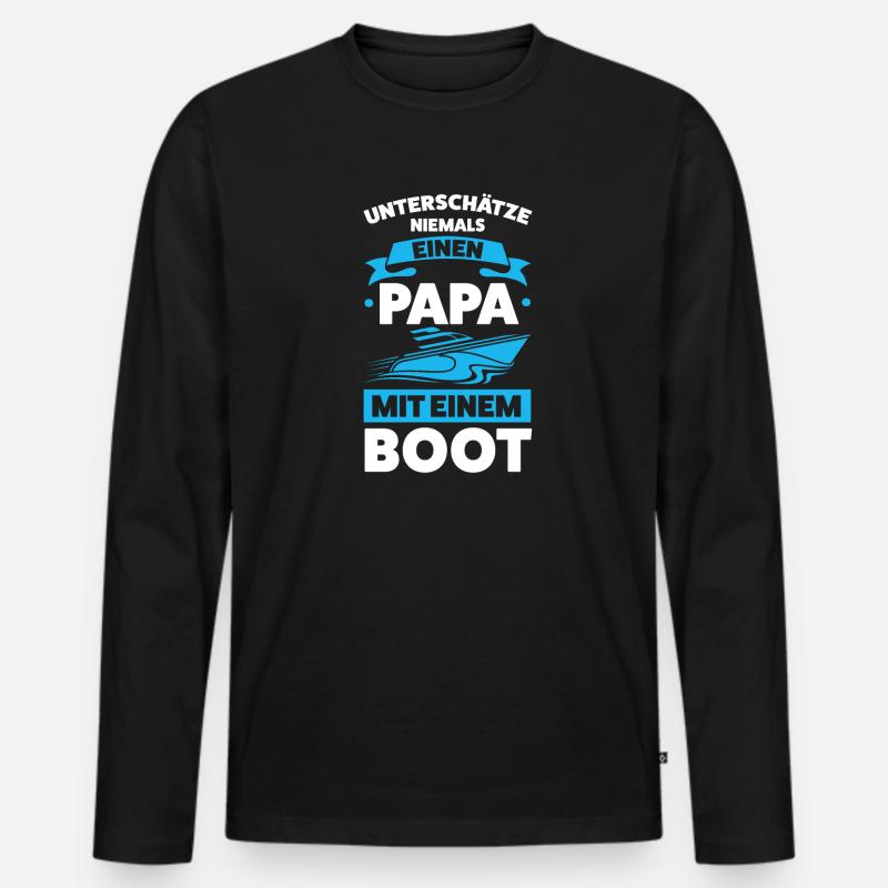 Boot Papa Segler Geschenk - Männer Premium Bio Langarmshirt - Schwarz