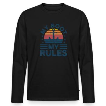 Kapitän Kapitäne Bootfahren Geschenk - Männer Premium Bio Langarmshirt - Schwarz - Vorne - Nico (187cm)
