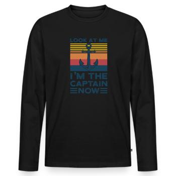 Kapitän Kapitäne Bootfahren Geschenk - Männer Premium Bio Langarmshirt - Schwarz - Vorne - Nico (187cm)