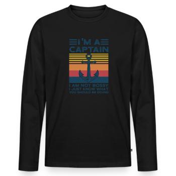 Kapitän Kapitäne Bootfahren Geschenk - Männer Premium Bio Langarmshirt - Schwarz - Vorne - Nico (187cm)