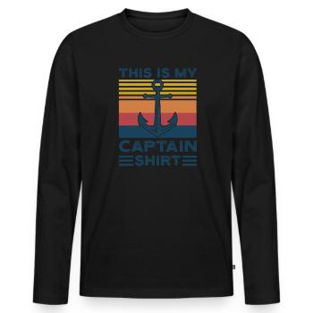 Kapitän Kapitäne Bootfahren Geschenk - Männer Premium Bio Langarmshirt - Schwarz - Vorne - Nico (187cm)