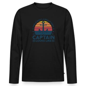 Kapitän Kapitäne Bootfahren Geschenk - Männer Premium Bio Langarmshirt - Schwarz - Vorne - Nico (187cm)
