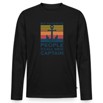 Kapitän Kapitäne Bootfahren Geschenk - Männer Premium Bio Langarmshirt - Schwarz - Vorne - Nico (187cm)