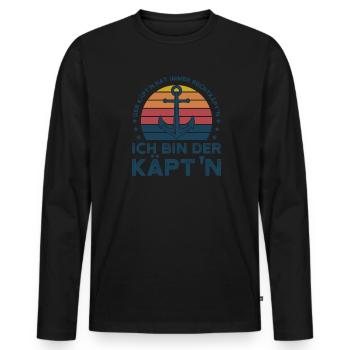 Kapitän Kapitäne Bootfahren Geschenk - Männer Premium Bio Langarmshirt - Schwarz - Vorne - Nico (187cm)