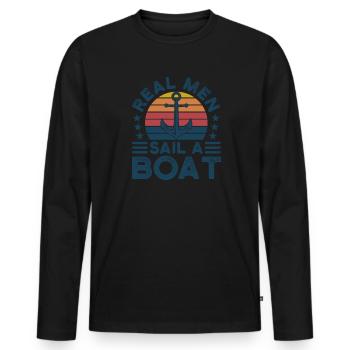 Kapitän Kapitäne Bootfahren Geschenk - Männer Premium Bio Langarmshirt - Schwarz - Vorne - Nico (187cm)