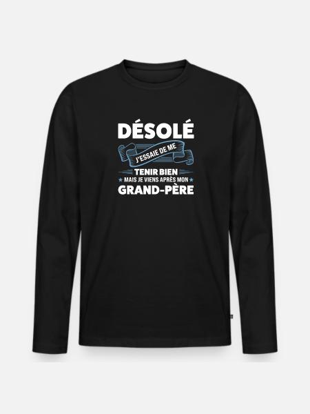 Papi Papi Famille Geschenk - Männer Premium Bio Langarmshirt - Schwarz