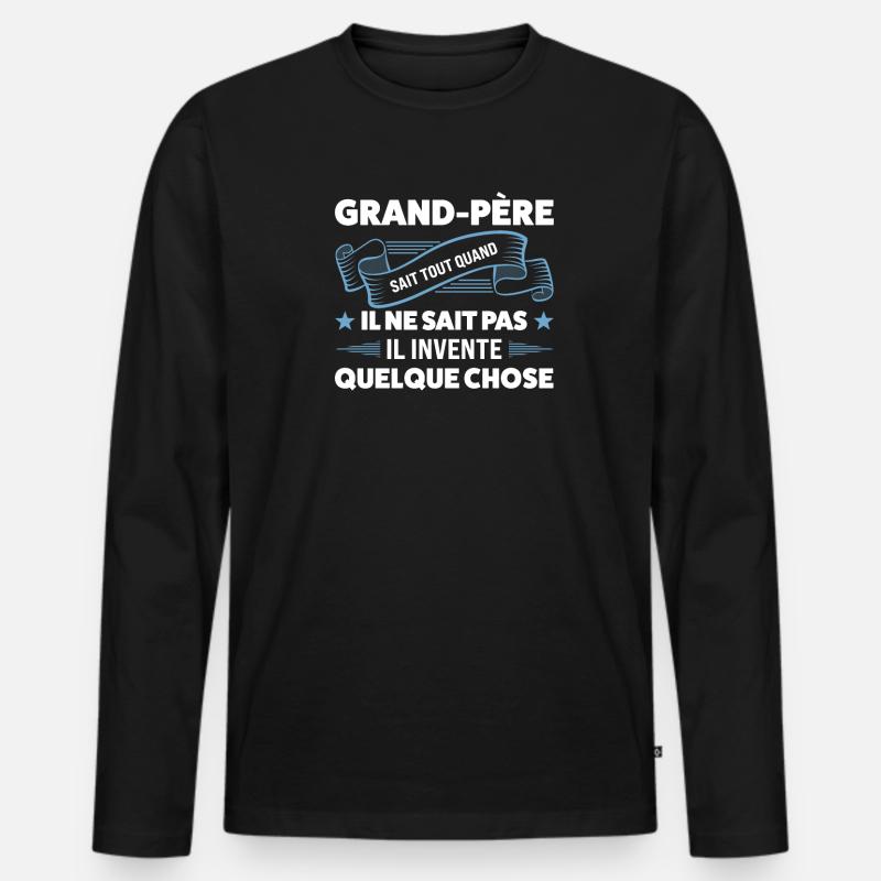 Papi Papi Famille Geschenk - Männer Premium Bio Langarmshirt - Schwarz
