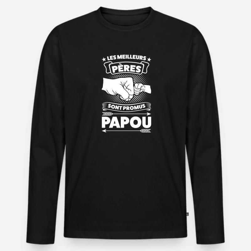 Papi Papi Famille Geschenk - Männer Premium Bio Langarmshirt - Schwarz