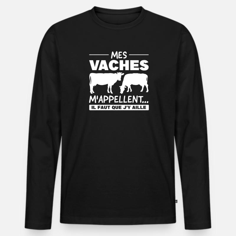 Kuh Kuh Tier Geschenk - Männer Premium Bio Langarmshirt - Schwarz