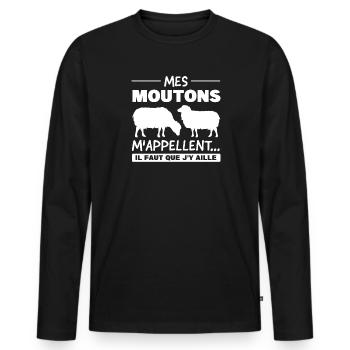 Schaf Schaf Tier Geschenk - Männer Premium Bio Langarmshirt - Schwarz - Vorne - Nico (187cm)