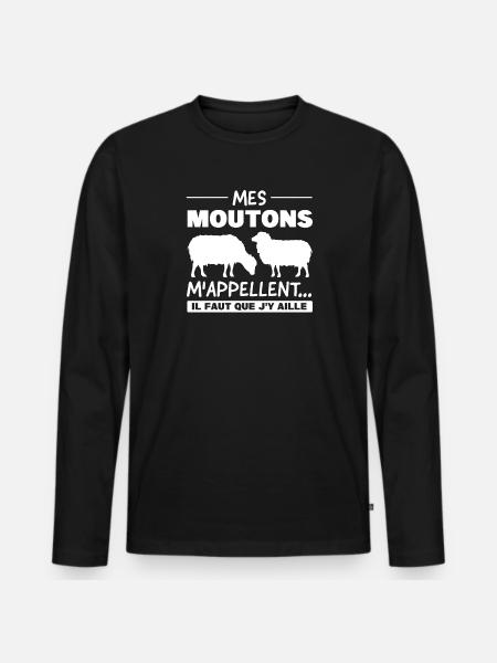Schaf Schaf Tier Geschenk - Männer Premium Bio Langarmshirt - Schwarz