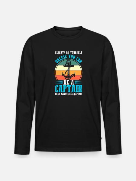 Captain Boat Captains Gift - Men's Premium Organic Long Sleeve Shirt - black