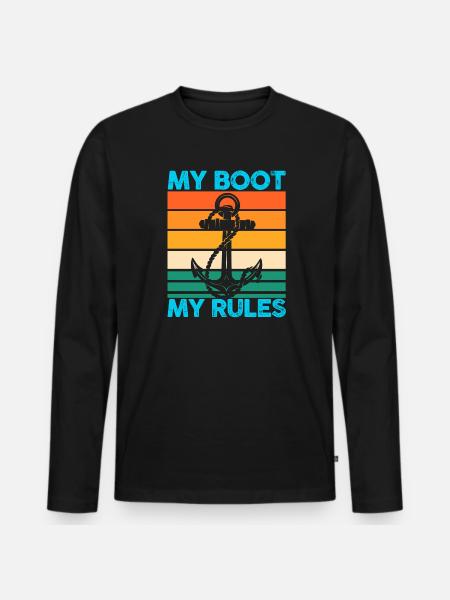 Captain Boat Captains Gift - Men's Premium Organic Long Sleeve Shirt - black