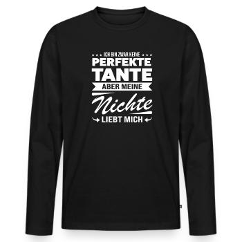 Tante Nichte Nichten Geschenk - Männer Premium Bio Langarmshirt - Schwarz - Vorne - Nico (187cm)