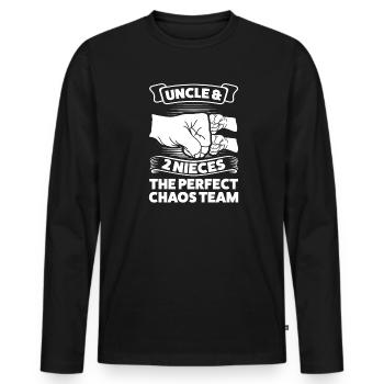 Oncle & 2 Nièces Oncle 2 Nièces Cadeau - T-shirt manches longues Premium bio Homme - noir - Devant - Nico (187cm)