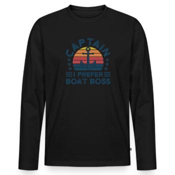 Kapitän Kapitäne Bootfahren Geschenk - Männer Premium Bio Langarmshirt - Schwarz - Vorne - Nico (187cm)