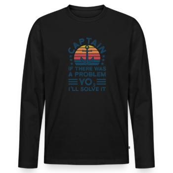 Kapitän Kapitäne Bootfahren Geschenk - Männer Premium Bio Langarmshirt - Schwarz - Vorne - Nico (187cm)