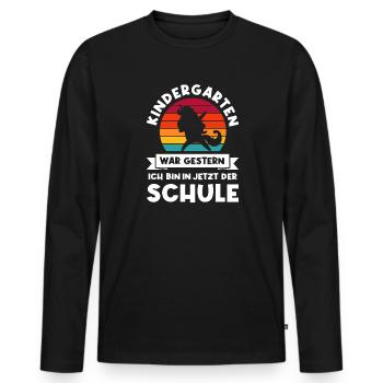 Schulkind Einhorn Schulbeginn Geschenk - Männer Premium Bio Langarmshirt - Schwarz - Vorne - Nico (187cm)